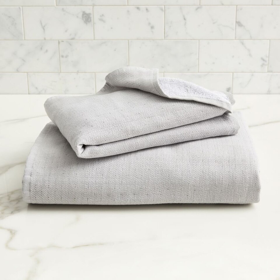 Organic Woven Towel Frost Gray West Elm UK
